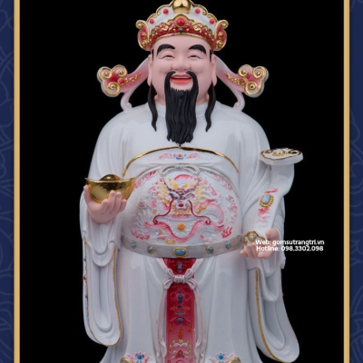 BỘ TƯỢNG PHÚC LỘC THỌ SỨ TRẮNG THỦ CÔNG